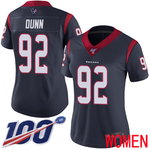 Houston Texans Limited Navy Blue Women Brandon Dunn Home Jersey NFL Football 92 100th Season Vapor Untouchable